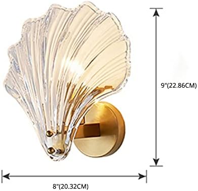 LITFAD Single-Bulb Sleeping Room Sconce Light Contemporary Scallop Shade Glass Wall Mount Lighting Creative LED Wall Lamp Bedside Lamp for Bedroom Hotel Restaurant Corridor, Clear