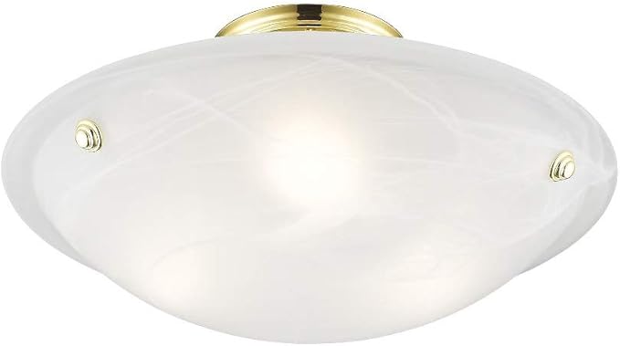 Livex Lighting 4273-91 North Port 3 Light Brushed Nickel Semi Flush Mount with White Alabaster Glass