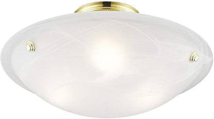 Livex Lighting 4273-91 North Port 3 Light Brushed Nickel Semi Flush Mount with White Alabaster Glass