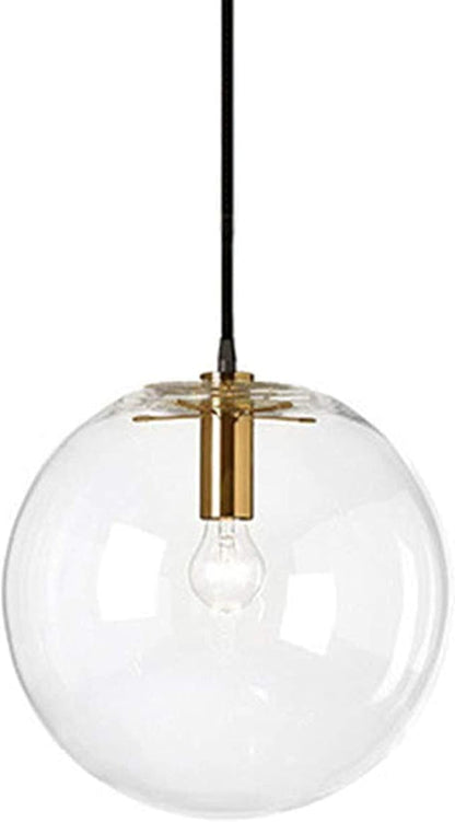 Spherical LED Clear Glass Hanging Light, Creative Single Pendant Light, Ceiling Light Base on E27 Gold Lamp Holder (30CM)