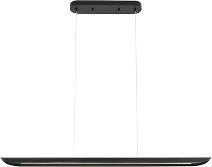 39" Modern Led Linear Pendant Light Dimmable Ceiling Hanging Lights Wood Linear Chandeliers Office Lighting for Dining Room Kitchen Island Pool Table Light Living Room Bar Pendant Light Black 24W