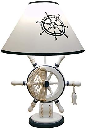 LITFAD White Tapered Nightstand Lamp Kids 1 Light Fabric Table Lighting Modern Creative Bedside Table Lamp Reading Light with Rudder Base for Bedroom Kids Room Office - B