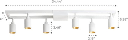 Shura - Square 6-Light White Integrated LED Ceiling Light w/Rotatable Heads, Adjustable Flush Mount Ceiling Light, 3000K, 2730 Lumens