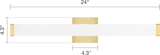 Bathroom Vanity Light Brushed Nickel Square LED 24 inch 14W 4000K Natural White Light Wall Bar Lighting Fixtures Over Mirror (Metal Brass, 24in)