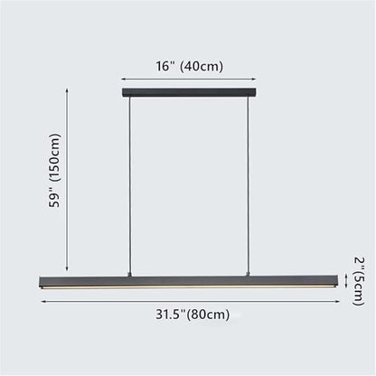 3000k-6000kModern Ceiling Pendant Light with Remote Control, Linear Chandelier Dining Light Fixture for Kitchen, Living Room, Dining Room (Dimming, 31.5inch)
