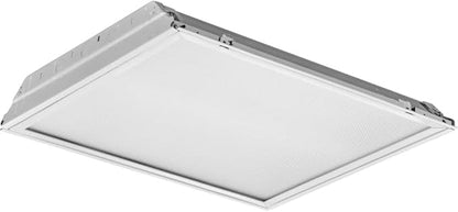 Lithonia Lighting 2x2 Lensed LED Troffer Light, Recessed LED Drop in Ceiling Light with Prismatic Lens for Grid Ceilings, 120 Volt, 4000K Cool White