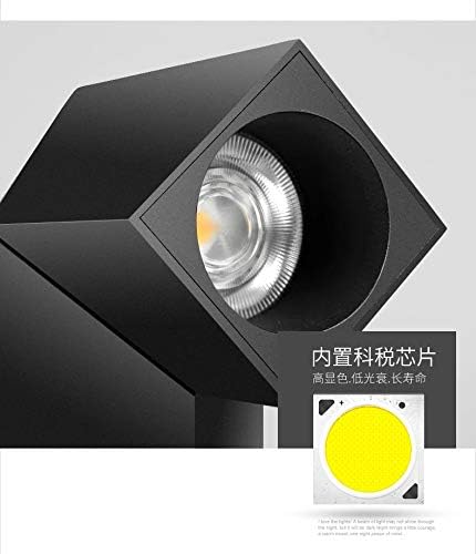 LED Indoor Ceiling Spotlight 360°Adjustable Wall Light - Art DIY Spotlights -12W Cool White Light 6000K Ceiling Downlight -Surface Mounted COB Lighting Swivel lamp (Black-6000K)