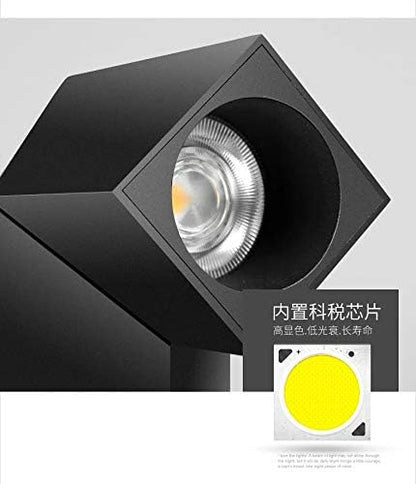 LED Indoor Ceiling Spotlight 360°Adjustable Wall Light - Art DIY Spotlights -12W Cool White Light 6000K Ceiling Downlight -Surface Mounted COB Lighting Swivel lamp (Black-6000K)