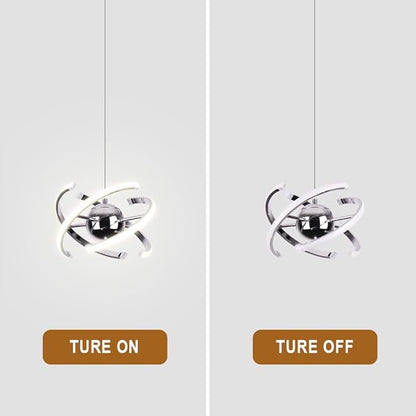 Modern Pendant Lights Kitchen Island,Silver Hanging Light Lamp,Pendant Light Fixtures for Dining Room Ceiling,Kitchen,Foyer,Living Room,Bedroom,Entryway,Over Table,Adjustable Shape,26W,Acrylic