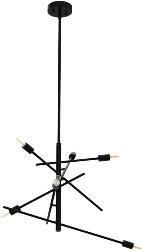 VILUXY Black Modern Chandelier Sputnik Lighting Fixture 6-LightMid-Century Ceiling Pendant Light for Dining Room Bedroom Kitchen Foyer
