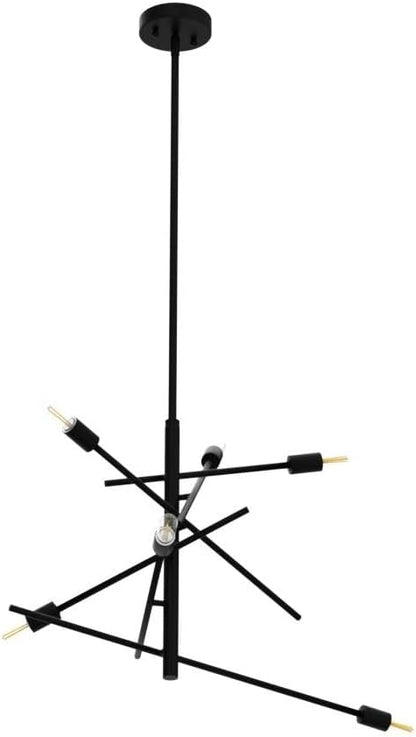VILUXY Black Modern Chandelier Sputnik Lighting Fixture 6-LightMid-Century Ceiling Pendant Light for Dining Room Bedroom Kitchen Foyer
