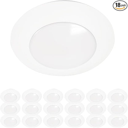 HALO HLCE 18-Pack 6 inch Integrated LED Recessed Disk Light 3000K, 900 Lumens, 90 CRI, Phase Cut Dimming, Ceiling Mount Garage Lighting for Basement Gym Kitchen Damp Location