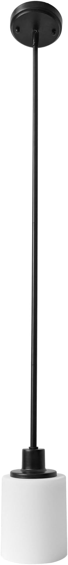 Design House 588541 Aubrey Transitional 1-Light Indoor Dimmable Mini Pendant with White Frosted Glass Shade for Kitchen Island barDining Room Bedroom, Matte Black