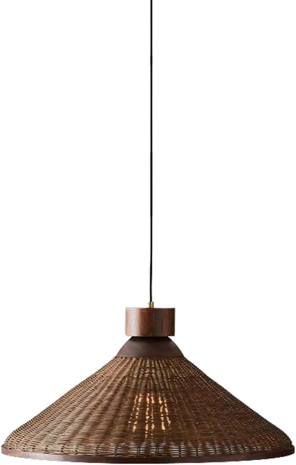 Rattan Woven Pendant Hanging Lighting,Vintage Ceiling Light Bamboo Chandelier for Living Room Bedroom Restaurant Cafe Teahouse Bar Dining Room