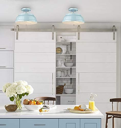 zeyu Modern Semi Flush Ceiling Light - 2-Light Ceiling Light Fixture for Living Room Bedroom Kitchen Hallway, Blue Finish, ZY29-F SF