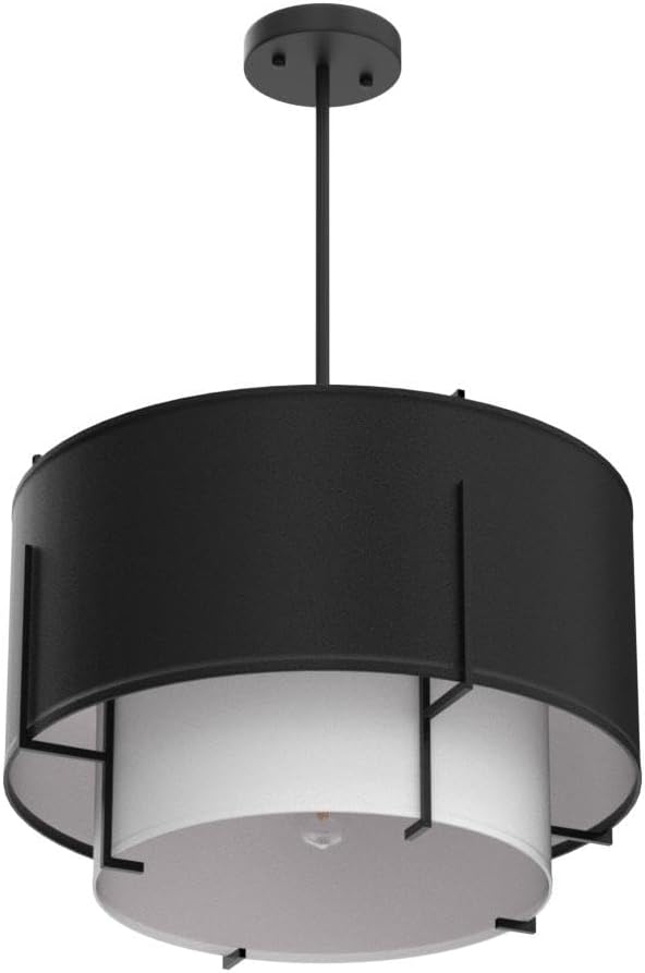 Saint Mossi 4-Lights Modern Fabric Chandelier for Dining Room, Black Farmhouse Chandelier Light Fixture Merged with Drum Style,Black Pendant Light Fixtures,H12 x D20,Down Rod Adjustable