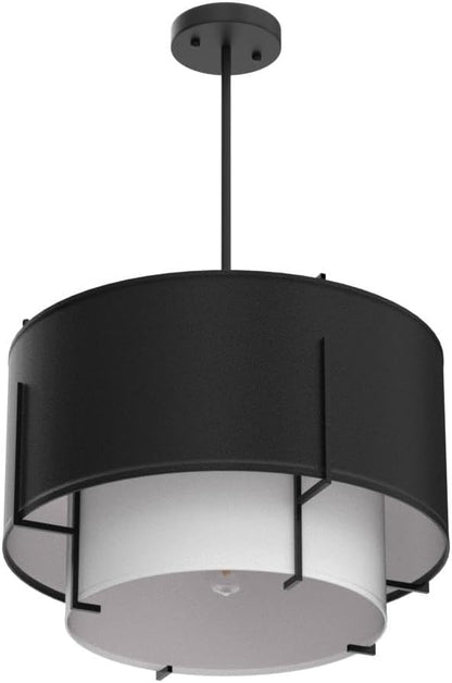 Saint Mossi 4-Lights Modern Fabric Chandelier for Dining Room, Black Farmhouse Chandelier Light Fixture Merged with Drum Style,Black Pendant Light Fixtures,H12 x D20,Down Rod Adjustable