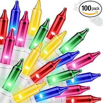 LAMPHOME Multicolor Christmas String Lights, 20FT 100 Count Incandescent Connectable Christmas Mini Lights, Waterproof Easter Decorations for Indoor Outdoor Patio Party Home Garden Yard Decor