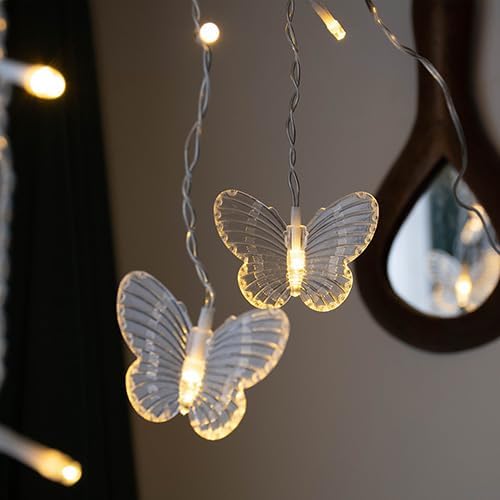 YOLIGHT Butterfly Curtain Lights 13ft 96 LED Fairy Light 8 Modes String Lights with Remote, Butterfly Hanging Decoration for Girls Room Bedroom Wall Ceiling Party Wedding Christmas (Warm White)