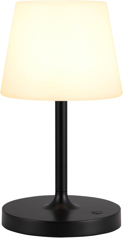 Kakanuo Black Cordless Shower Lamp Waterproof, Rechargeable Cordless Lamp with 4000mAh Battery, Touch Dimmable Table Lamp for Outdoor, Kitchen, Bathroom, Camping, Patio, IP54