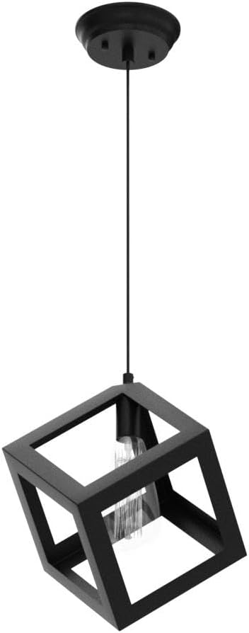 LNC Black Geometric Pendant Lighting, Geometric Modern Square Hanging Light Ceiling Fixture for Kitchen Island, Foyer, Hallway, Bedroom and Entryway