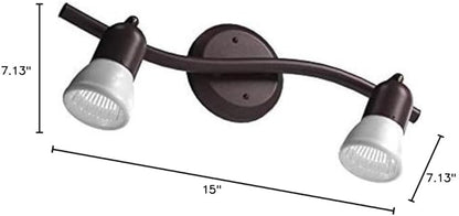 Canarm James 2-Light Track Lighting, Oil Rubbed Bronze Finish, Adjustable Alabaster Glass Shades, 15" Wide Industrial Ceiling Spotlight for Kitchen, Living Room, Hallway