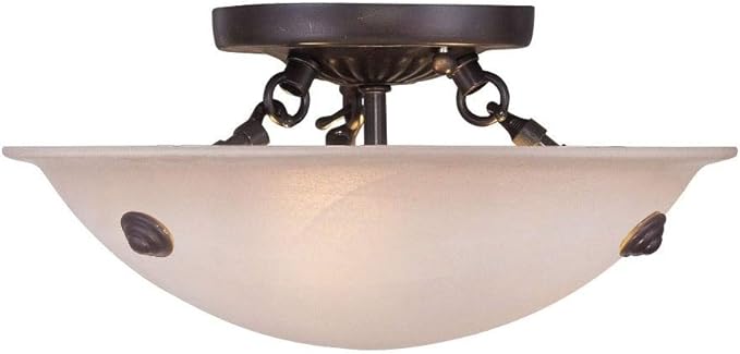 Livex Lighting 5624-07 Home Basics 3 Light Bronze Semi Flush Mount with Honey Alabaster Glass