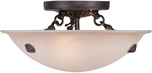 Livex Lighting 5624-07 Home Basics 3 Light Bronze Semi Flush Mount with Honey Alabaster Glass