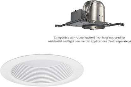 Juno VuLite 6" Recessed Light Trim, Air-Loc and Wet Rated Recessed Lighting Trim for New Construction and Remodel, Downlight Baffle Trim with Torsion Springs, Fits IC23, IC22, IC22R Can Light Housings