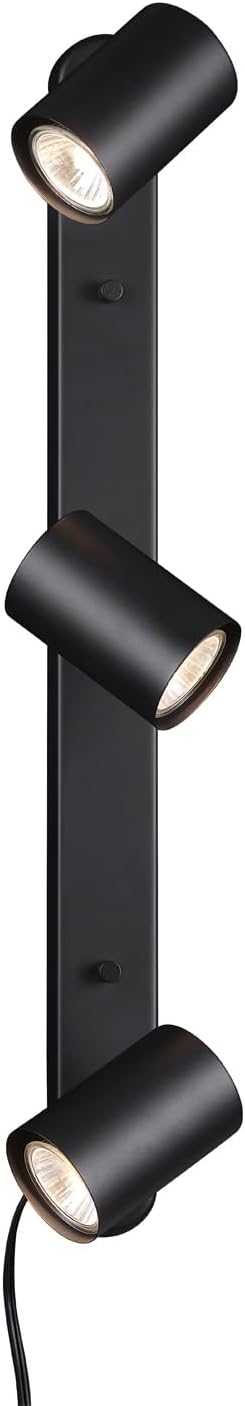 Globe Electric 59467 3-Light Plug-in Track Lighting, Matte Black, Bulb Not Included
