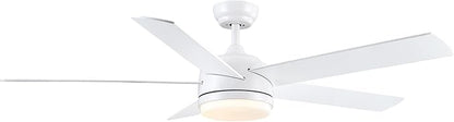 YUHAO 60 Inch White Ceiling Fan with Light and Remote Control.Noiseless,Dimmable,3CCT,6 Speeds Reversible, DC Ceiling Fans for Indoor or Covered Outdoor Use.ETL Listed