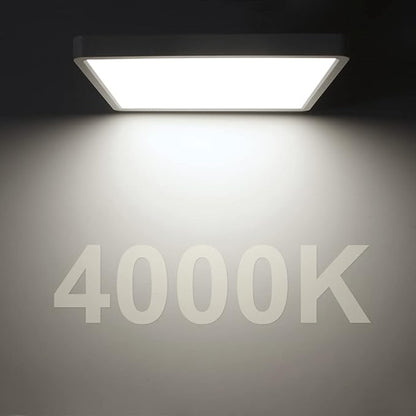LED Flush Mount Ceiling Light Fixture, 4000K Neutral White, 12inch 24W, 3200LM, Slim Flat Panel Lighting Fixture, Square Modern Ceiling Lamp for Bedroom, Kitchen, Living Room, Closet, Stairwell