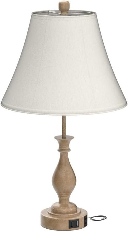 LALISU Farmhouse Table Lamp Touch Control 3-Way Dimmable Table Lamp, Modern Nightstand Lamp with 2 USB Port Bedside Desk Lamp with Fabric Shade for Living Room Bedroom Hotel (Pack 1-Beige Shade)