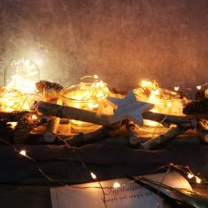 6 Pack Fairy Lights Battery Operated No Remote LED Starry String Lights 30 Micro Starry LEDs on 10ft Copper Wire Light for DIY Wedding Centerpiece Table Decorations (Copper Warm White)