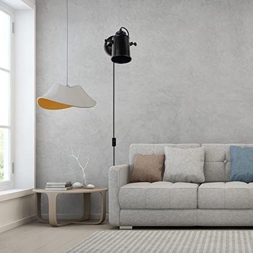 TISLYCO Wall Sconces with Plug in Cord Set of Two, Adjustable Retro Black Wall Lamp with On/Off Switch, Wall Mounted Lights for Bedroom Living Room, Industrial Sconce Wall Lamp Indoor Spotlight