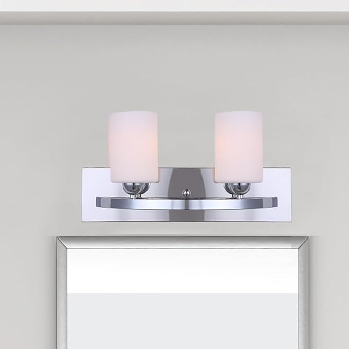 Canarm IVL370A02CH-O Ltd Hampton 2 Light Vanity, Chrome with Flat Opal Glass