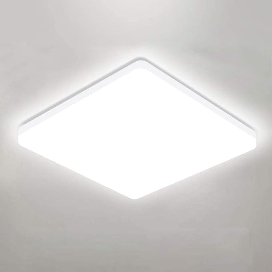 OOWOLF 25W 6000K LED Flush Mount Ceiling Light Fixture Ultra Slim, 12inch Waterproof Bathroom Square LED Ceiling Lamp Fixture Without Flicker, 85Ra+ Daylight White for Kitchen Bedroom Hallway Office