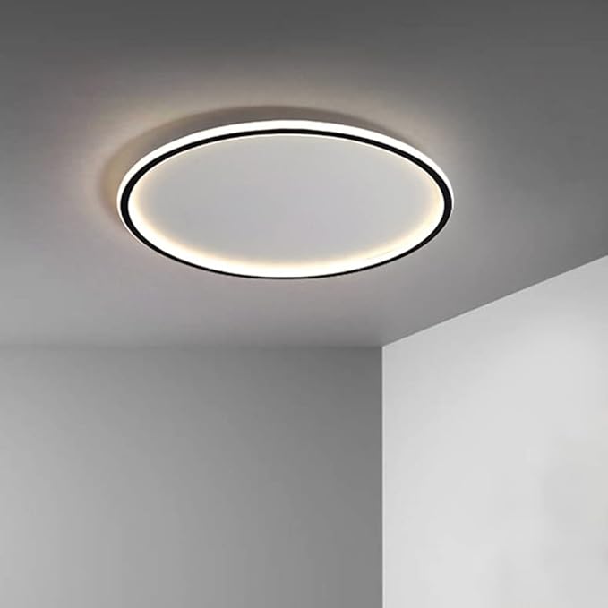 Dimmable LED Ceiling Light Fixture Flush Mount,16 inch Modern Round Recessed Ceiling Lamp with APP Adjustment,Black 44W Close to Ceiling Lighting Living Room Bedroom,3000K-6000K