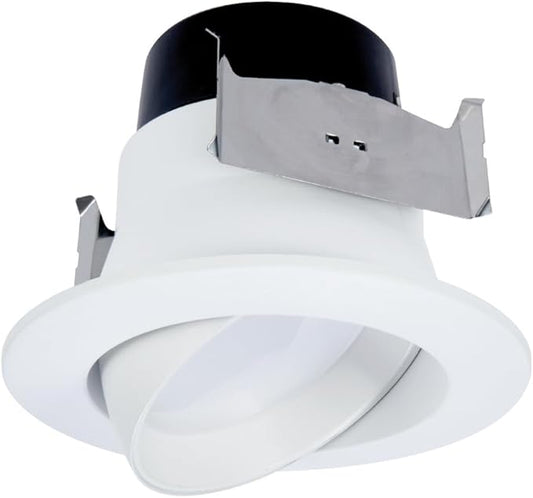 HALO 4 in. Integrated LED Recessed Retrofit Adjustable Downlight Module, 3000K, Warm White, 600 Lumens, 35 Degree Tilt, 360 Degree Rotation LA4069301EWH