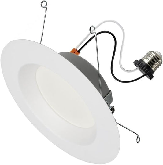 Satco 5-6 Inch Round LED Retrofit Downlight with Smooth Baffle, 12.5W, 5000K, White