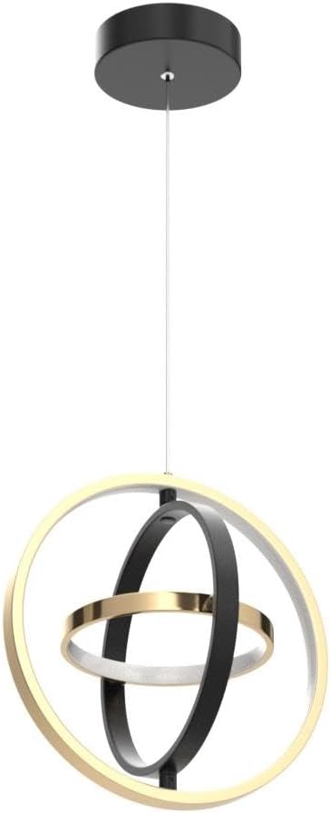 Modern LED Chandelier DIY Creative Chandelier Adjustable Hanging Round Ring 3 Ring 4000K Warm White Light Fixture for Dining Room Bedroom Kitchen Island Hall Black Gold (D = 11.8")