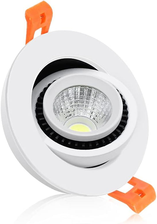 2-Inch Eyeball Gimbal LED Recessed Lighting Dimmable Downlight, 3W Equivalent (35W Halogen), Adjustable Spotlight, 5000K Daylight White, CRI80, Ceiling Light with LED Driver (1 Pack)