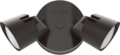 Lithonia Lighting HomeGuard 2-Light LED Outdoor Flood Lights, Wall or Ceiling Mount Outdoor Lights, 4000K Cool White, Round Heads, Dark Bronze, 2-Pack (HGX LED 2RH 40K 120 DDB CP2 M2)