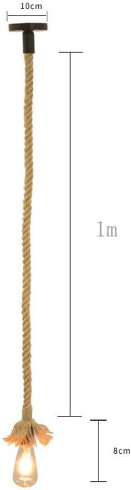 1 Head 1.5M Vintage Hemp Rope Light E26/E27 Base, Pendant Ceiling Light Lamp,Retro Style for Dining Hall Restaurant Bar Lighting(Bulb not Included)