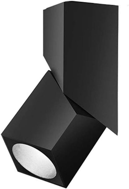 LED Indoor Ceiling Spotlight 360°Adjustable Wall Light - Art DIY Spotlights -12W Cool White Light 6000K Ceiling Downlight -Surface Mounted COB Lighting Swivel lamp (Black-6000K)