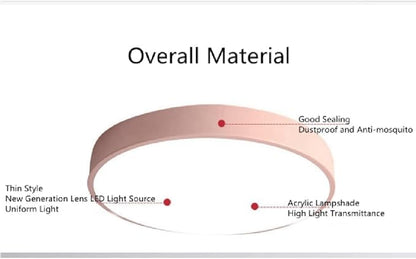 Modern LED Ceiling Light Fixture,16 Inch 3000K-6000K Round Recessed Ceiling Lamps,24W Pink Dimmable Light,Close to Lighting Flush Mount for Home Living Room Bedroom