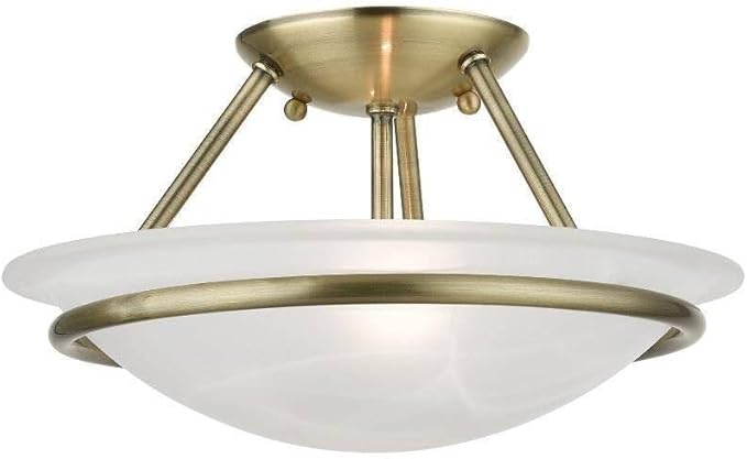 Livex Lighting 4823-01 Newburgh Collection 2 Light Semi-Flush, Antique Brass