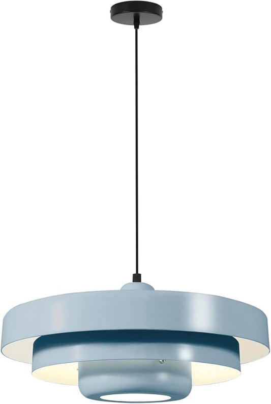 Minimalist Scandinavian Light Blue Pendant Light, 17.7" Large Adjustable Mid Century Hanging Light for Kitchen Island Dining Room Modern Apartment Pantry