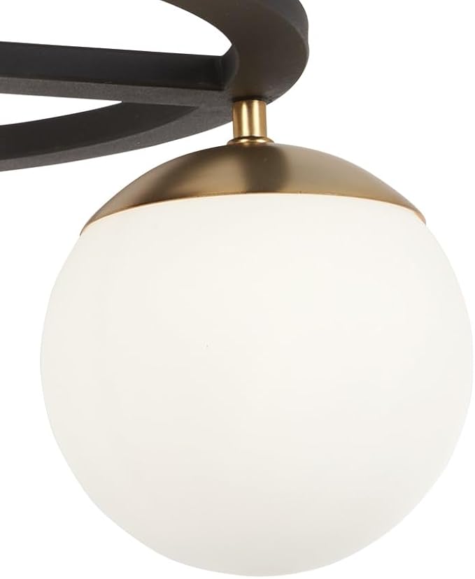 GEORGE KOVACS P1357-618 Alluria Semi-Flush, 3-Light, 225 Total Watts, 12.5-in H x 18-in W, Weathered Black with Autumn Gold