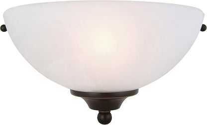 Design House Millbridge Wall Light Sconce, Dimmable, Steel Construction, Alabaster Glass, ETL-Certified, For Hallways/Bedrooms/Bathrooms, Oil-Rubbed Bronze, 5.0 in. L x 10.5 in. W x 6.0 in. H, 514554